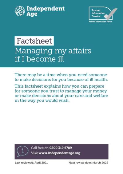 Managing my affairs if I become ill cover image